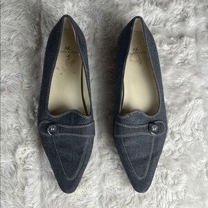 Anne Klein Dark Gray Pointy Toe Loafers with Button Detail Womans Size‎ 9